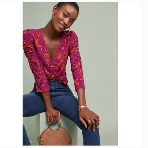 Anthropologie Maeve Jourdain Floral Top Size XL